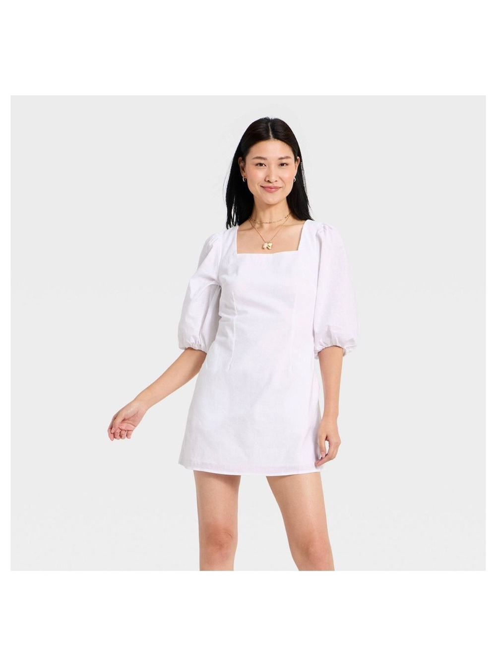 NWT A New Day puff sleeve linen cotton blend mini dress